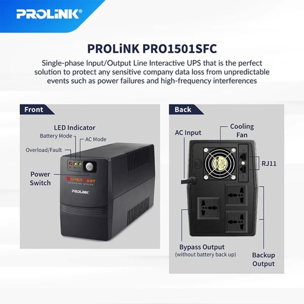 PROLINK UPS 1500VA PRO1501SFC